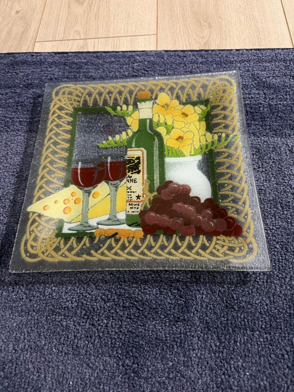 Fused Art Glass 10” Square Plate by Peggy Karr Excellent Condition